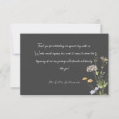 Delicate Boho Wildbloemen Houtskool Bruiloft Bedankkaart (Achterkant)