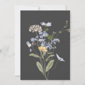 Delicate Boho Wildbloemen Houtskool Bruiloft Kaart (Achterkant)