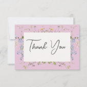 Delicate Boho Wildbloemen Roze Bruiloft Bedankkaart (Voorkant)