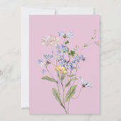 Delicate Boho Wildbloemen Roze Bruiloft Kaart (Achterkant)