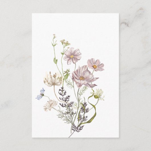 Delicate Boho Wildbloemen Wit Details Informatiekaartje (Achterkant)