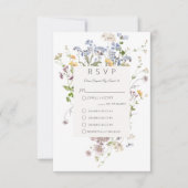 Delicate Boho Wildbloemen Wit Drie Diner RSVP Kaartje (Voorkant)