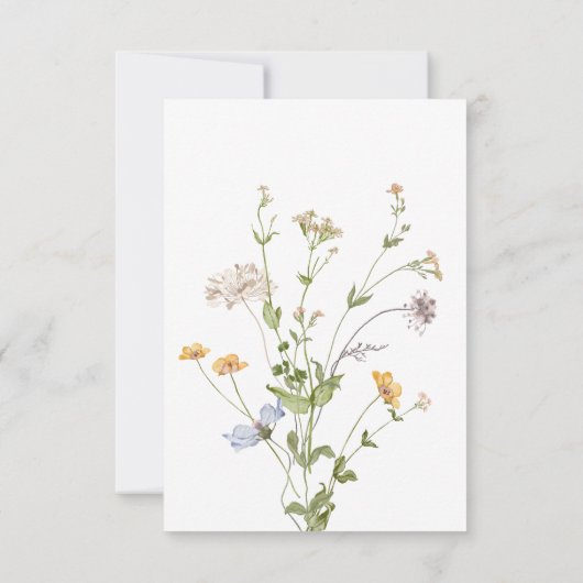 Delicate Boho Wildbloemen Wit Drie Diner RSVP Kaartje (Achterkant)