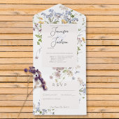 Delicate Boho Wildbloemen Wit Geen diner All In One Uitnodiging