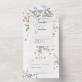 Delicate Boho Wildbloemen Wit Geen diner All In One Uitnodiging (Binnen)