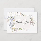 Delicate Boho Wildbloemen Witte bruiloft Bedankkaart (Voorkant)
