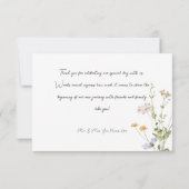 Delicate Boho Wildbloemen Witte bruiloft Bedankkaart (Achterkant)