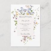 Delicate Boho Wildbloemen Witte Receptie Bruiloft Informatiekaartje (Voorkant)