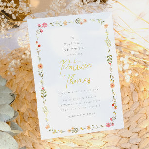 Delicate Boho Wilde Bloem Bruidsmeisjes Bruiloft Folie Uitnodiging