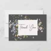Delicate Boho Wilde Bloemen Charcoal Bedankkaart (Voorkant)