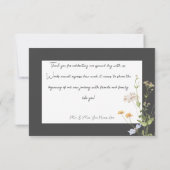 Delicate Boho Wilde Bloemen Charcoal Bedankkaart (Achterkant)