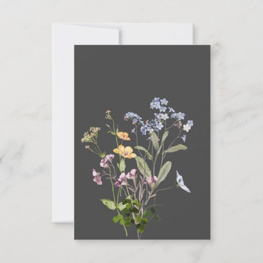 Delicate Boho Wilde Bloemen Charcoal Bruiloft Save The Date (Achterkant)