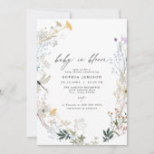 Delicate Boho Wildflower Baby in Bloom Baby shower Kaart (Voorkant)