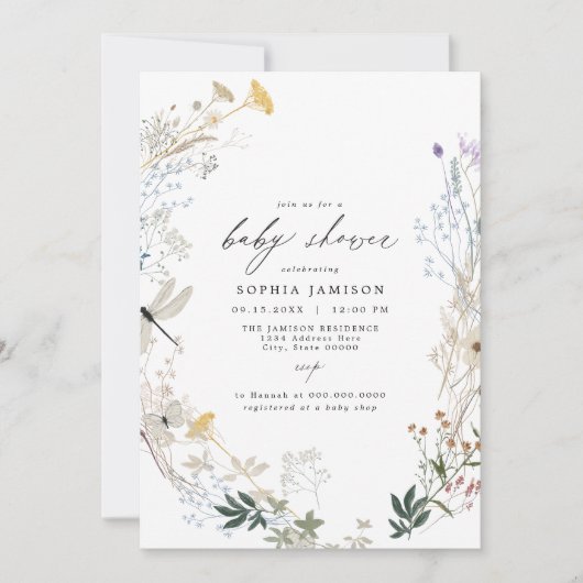 Delicate Boho Wildflower Baby in Bloom Baby shower Kaart (Voorkant)