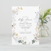 Delicate Boho Wildflower Baby in Bloom Baby shower Kaart (Staand voorkant)