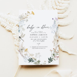Delicate Boho Wildflower Baby in Bloom Baby shower Kaart