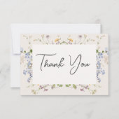 Delicate Boho Wildflower Cream Bruiloft Bedankkaart (Voorkant)
