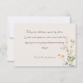 Delicate Boho Wildflower Cream Bruiloft Bedankkaart (Achterkant)