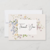 Delicate Boho Wildflower Cream Bruiloft Bedankkaart (Voorkant)