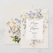 Delicate Boho Wildflower Cream Bruiloft Save The Date (Voorkant / Achterkant)