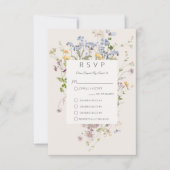 Delicate Boho Wildflower Cream Drie Diner RSVP Kaartje (Voorkant)