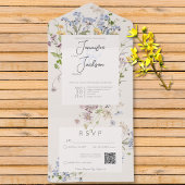 Delicate Boho Wildflower Cream QR-code All In One Uitnodiging