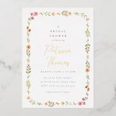 Delicate Boho Wildflower Floral Vrijgezellenfeest Folie Uitnodiging (Voorkant)