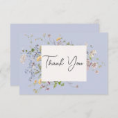 Delicate Boho Wildflower Periwinkle Bruiloft Bedankkaart (Voorkant / Achterkant)