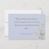 Delicate Boho Wildflower Periwinkle Bruiloft Bedankkaart (Achterkant)