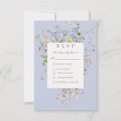 Delicate Boho Wildflower Periwinkle Bruiloft RSVP Kaartje (Voorkant)