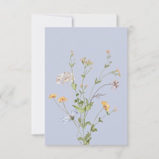 Delicate Boho Wildflower Periwinkle Bruiloft RSVP Kaartje (Achterkant)