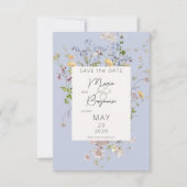 Delicate Boho Wildflower Periwinkle Bruiloft Save The Date (Voorkant)