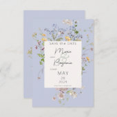 Delicate Boho Wildflower Periwinkle Bruiloft Save The Date (Voorkant / Achterkant)