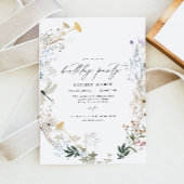 Delicate Boho Wildflower Vlinder Verjaardagsfeest Kaart