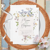 Delicate Boho Wildflower White Wedding Invitation Kaart