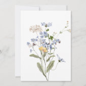 Delicate Boho Wildflower White Wedding Invitation Kaart (Achterkant)