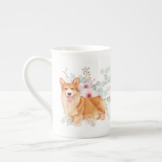 Delicate Bone China CORGI Mama Verjaardag Mok (Links)