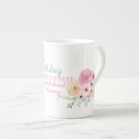 Delicate Bone China DACHSHUND Mama Verjaardag Mok (Voorkant rechts)
