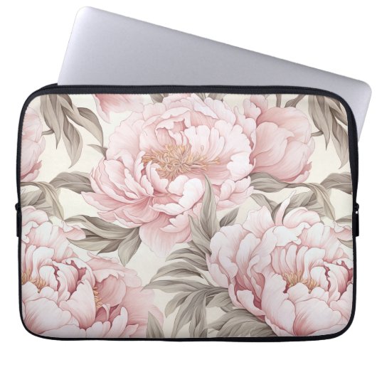 Delicate Bord Roze Pioenzak Elektronica Laptop Sleeve (Voorkant)