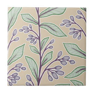 Delicate Botanic Reverie L8 Grote Planten Paars Tegeltje
