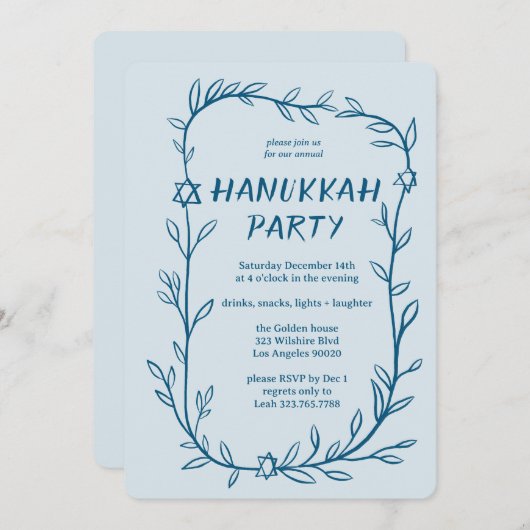 Delicate Botanical Chanoeka Party Ster van David Kaart (Voorkant / Achterkant)