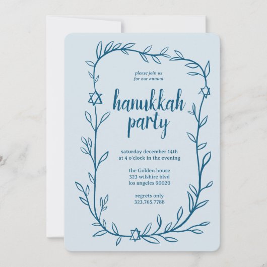 Delicate Botanical Chanoeka Party Ster van David Kaart (Voorkant)