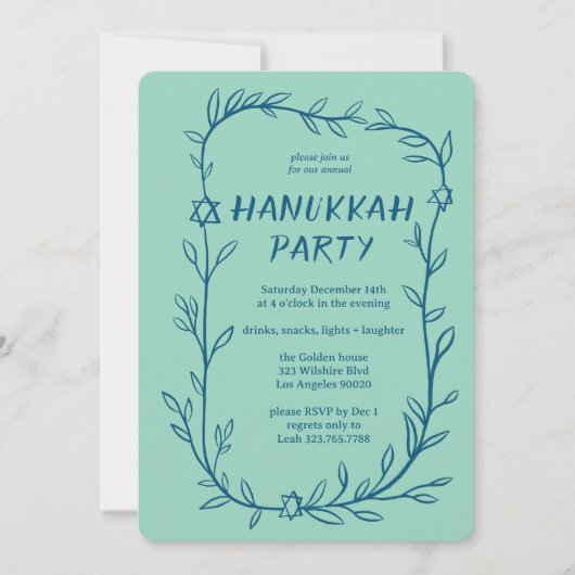 Delicate Botanical Chanoeka Party Ster van David Kaart (Voorkant)