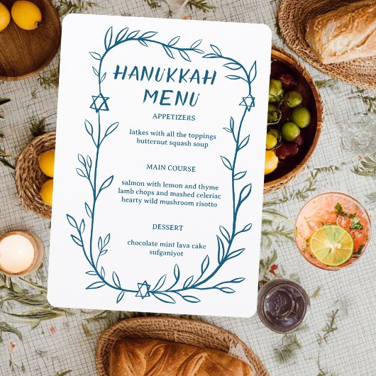 Delicate Botanical Hanukkah Party Dinner CUSTOM  Menu