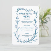 Delicate Botanical Hanukkah Party Dinner CUSTOM  Menu (Staand voorkant)