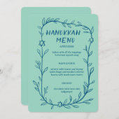Delicate Botanical Hanukkah Party Dinner CUSTOM Menu (Voorkant / Achterkant)