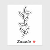 Delicate Botanical Leaf Design Black Line Art Sticker (Vel)