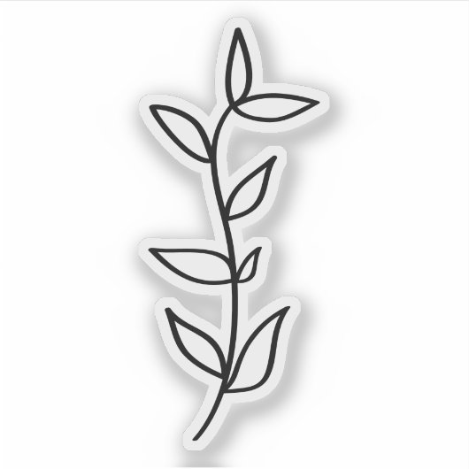 Delicate Botanical Leaf Design Black Line Art Sticker (Voorkant)
