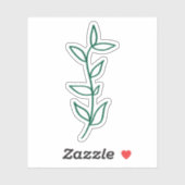 Delicate Botanical Leaf Design Green Line Art  Sticker (Vel)