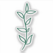 Delicate Botanical Leaf Design Green Line Art  Sticker (Voorkant)
